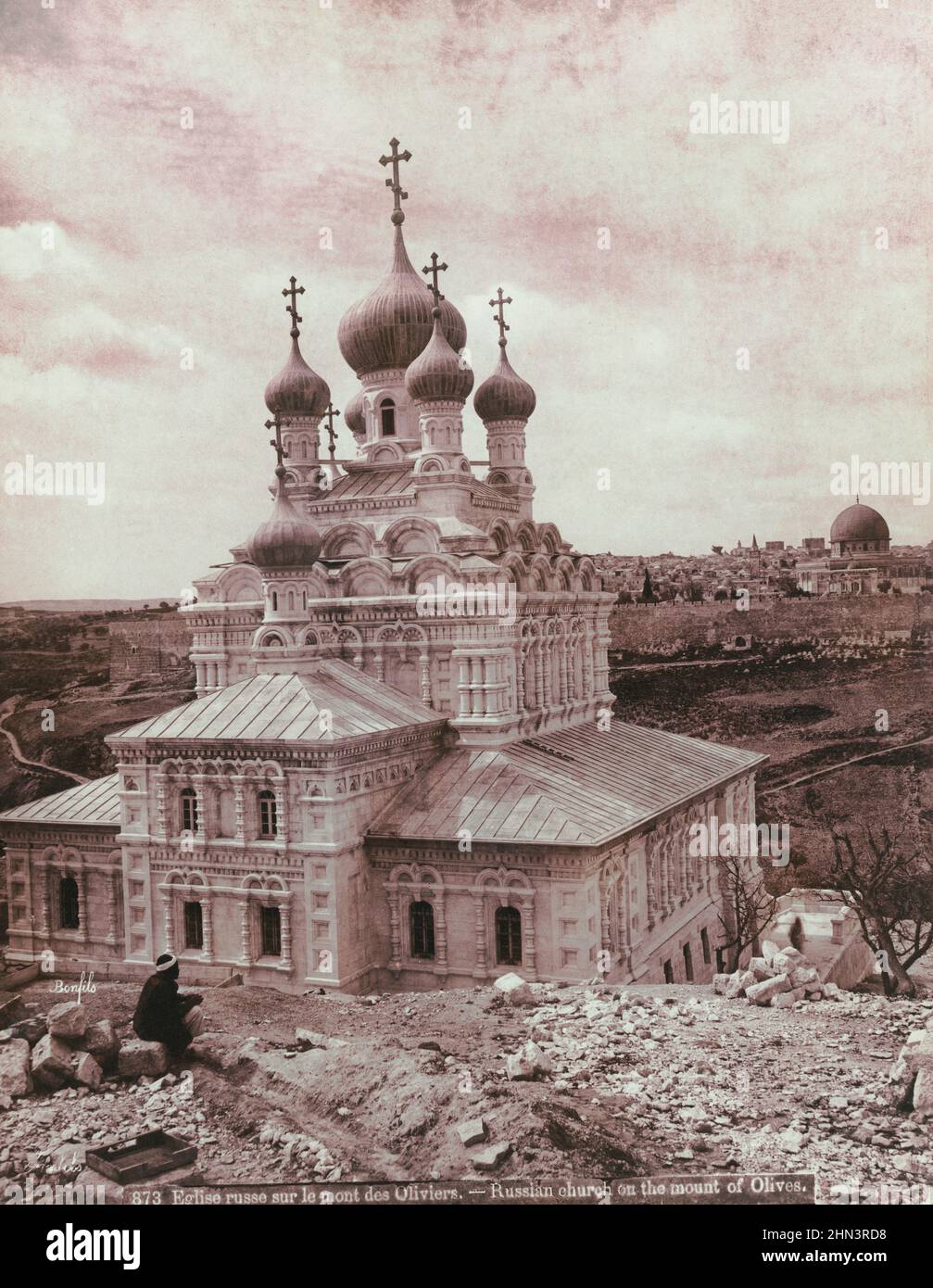 Vintage photo of Church of Mary Magdalene. Holy Land. Late 19th century By Maison Bonfils (Beirut, Lebanon), photographer Stock Photo