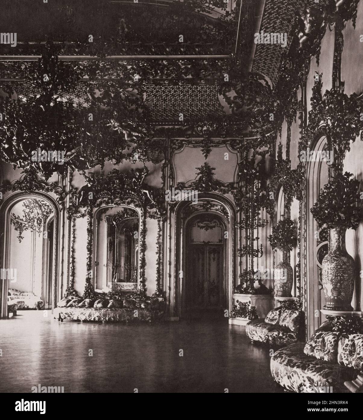 Vintage photo of the Ball-room, Liechtenstein Palace. Vienna, Austria. 1902 Stock Photo
