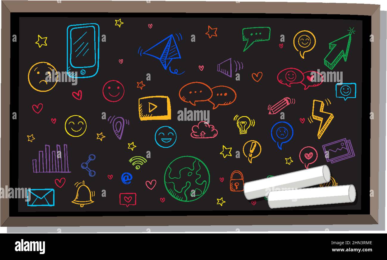 Hand drawn doodles on chalkboard illustration Stock Vector Image & Art