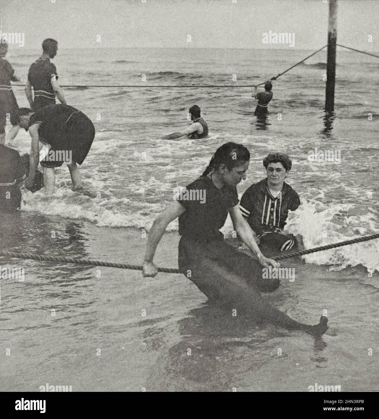 Vintage photo of bathing Coney Island. New York. USA. 1897 Stock Photo