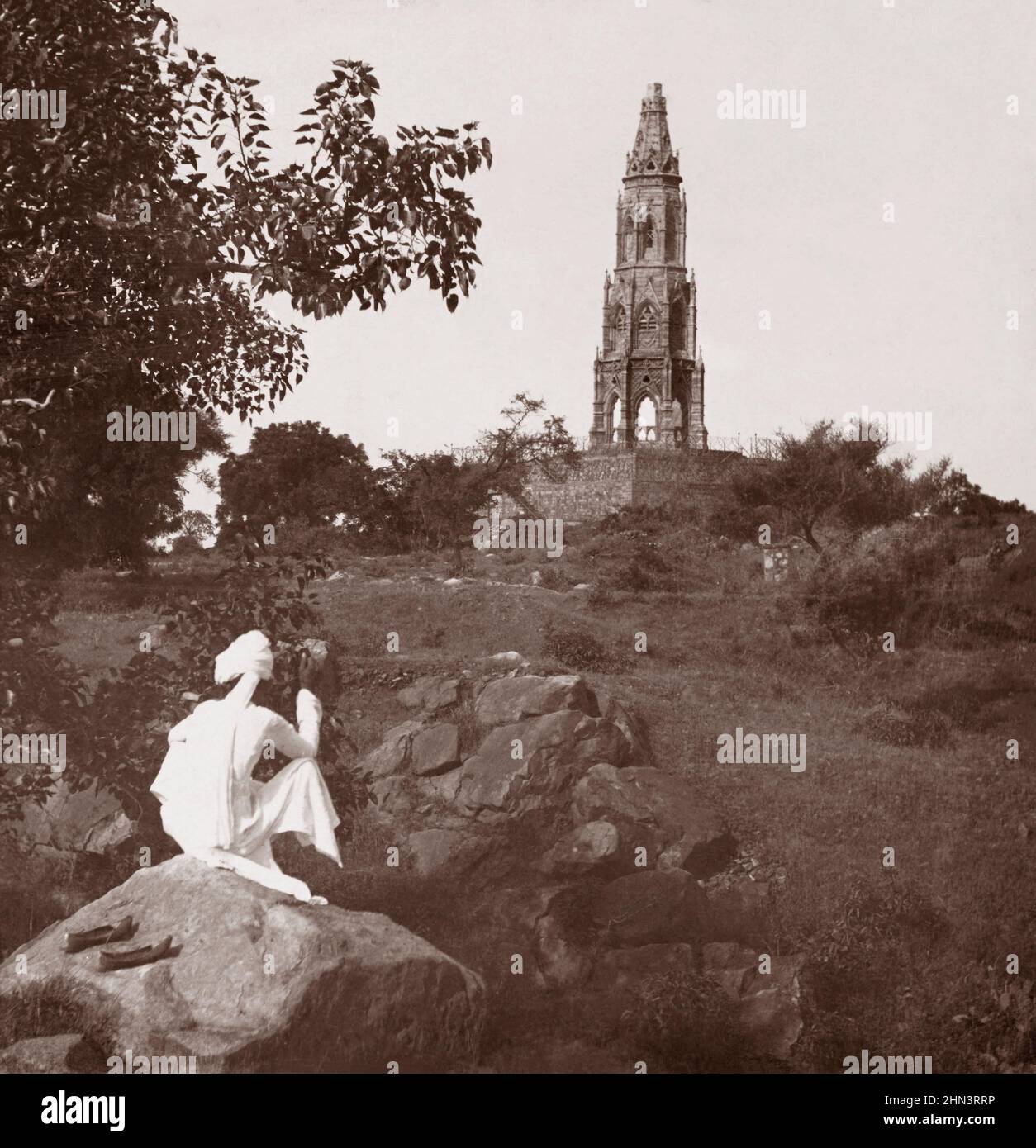 Vintage photo of the Mutiny Memorial in Delhi. India. 1905 Stock Photo
