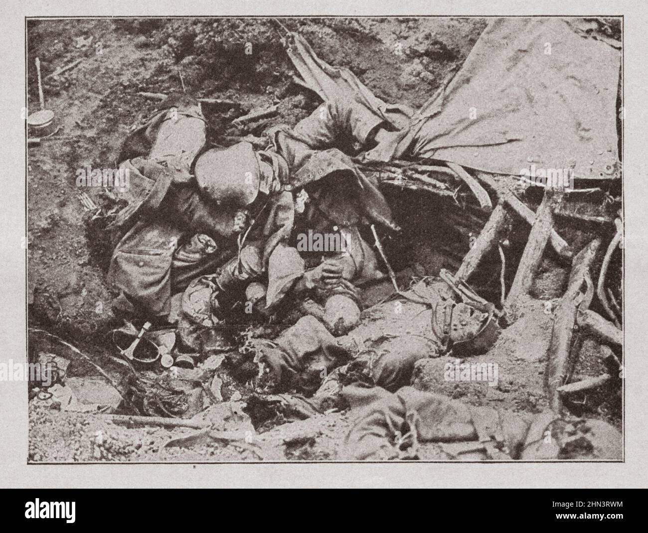 Vintage photo of World War I. Results of British attack on German positions (by air bombardment). 1914-1918 Stock Photo