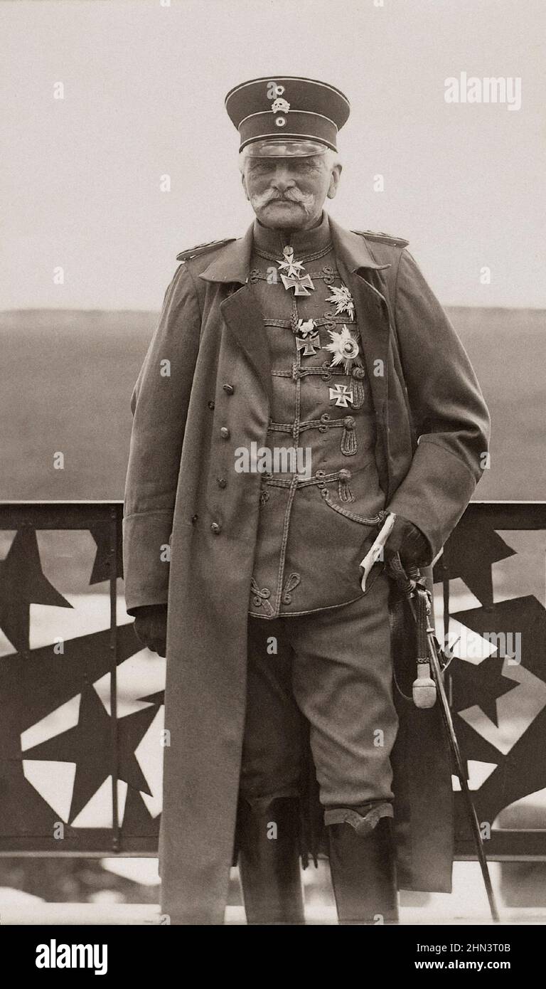 Vintage photo of German field marshal August von Mackensen. Königsberg Airport, East Prussia, Germany. 1924 Stock Photo