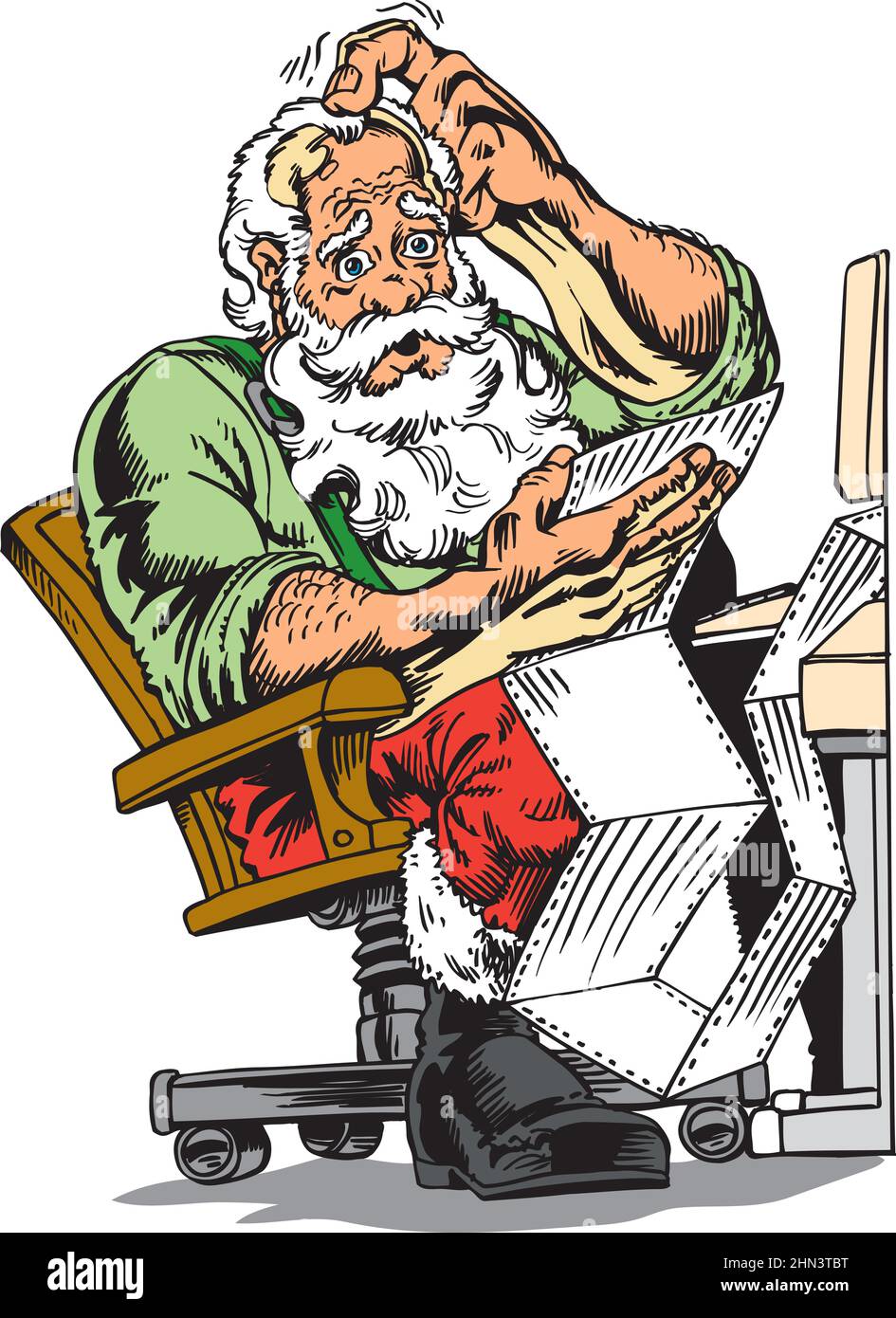 Santa Claus Checking List Vector Illustration Stock Vector