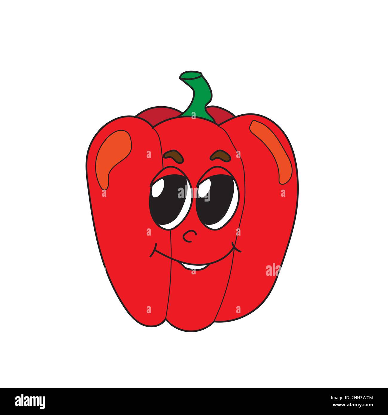 Cartoon bell pepper, a hand drawn vector illustration of a cartoon bell