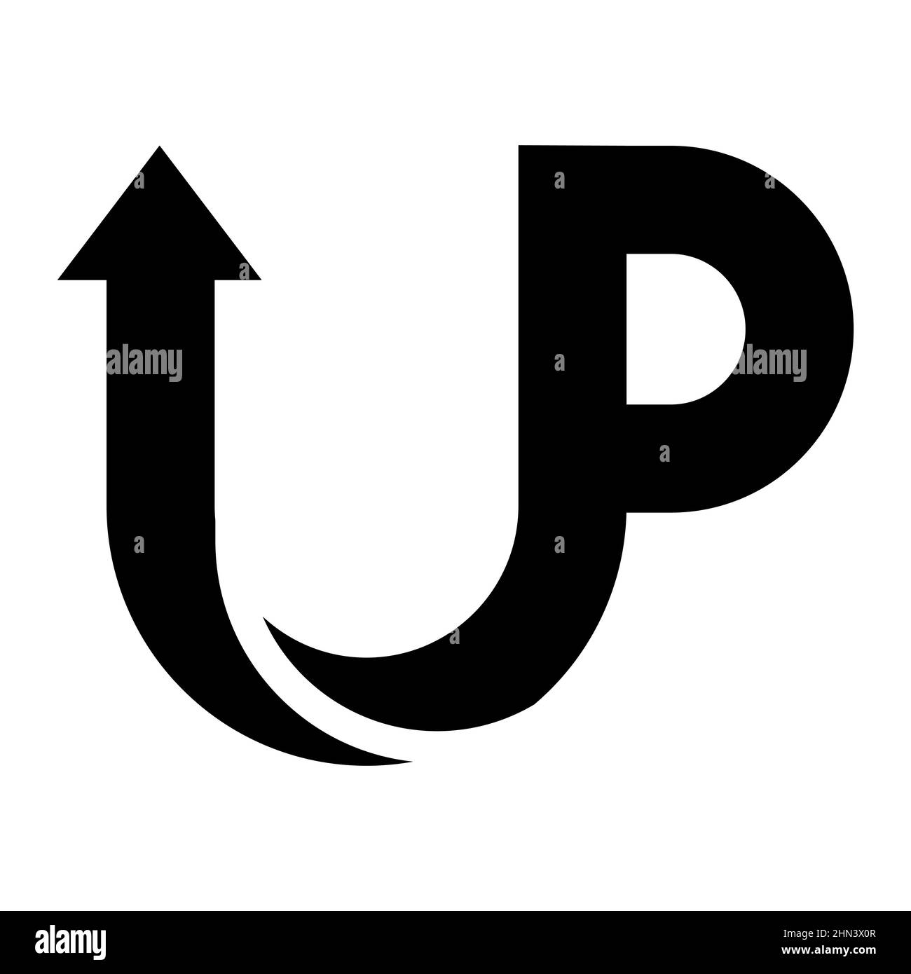Up letter u and p logo template startup concept arrow up rise heights success Stock Vector