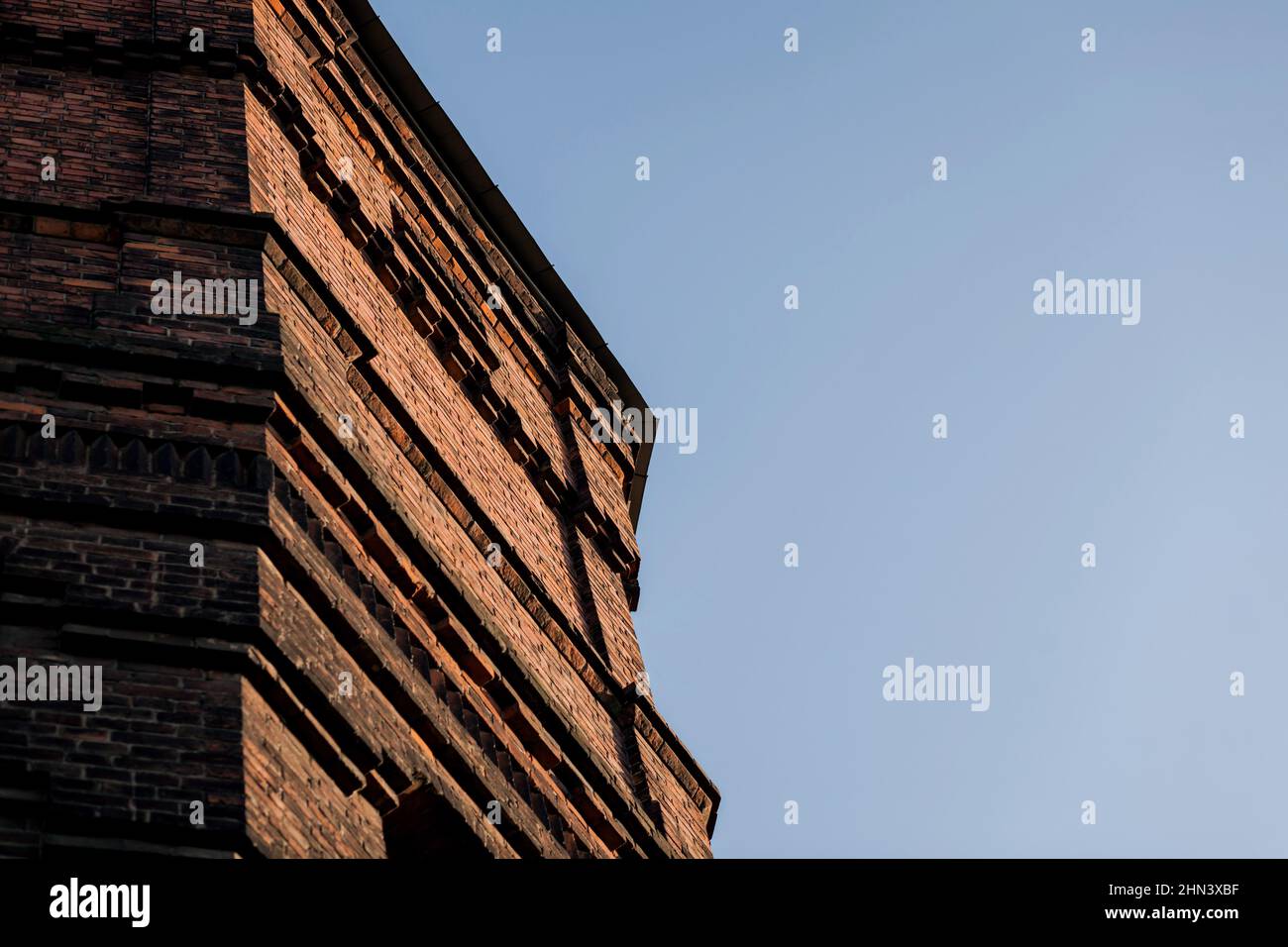 bricks building construction. old brick industrial building against the