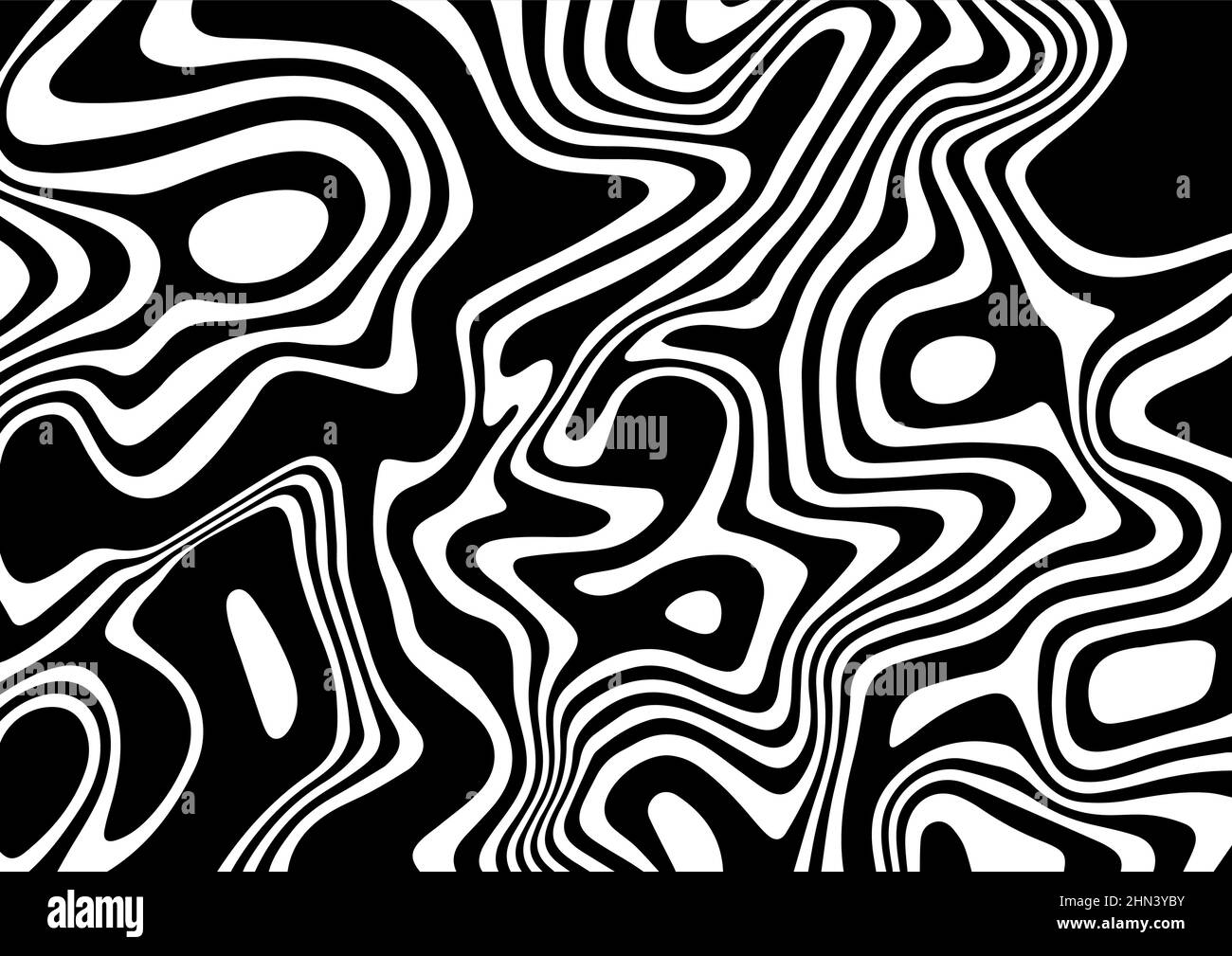Black and white abstract striped background.Optical illusion of wrapped