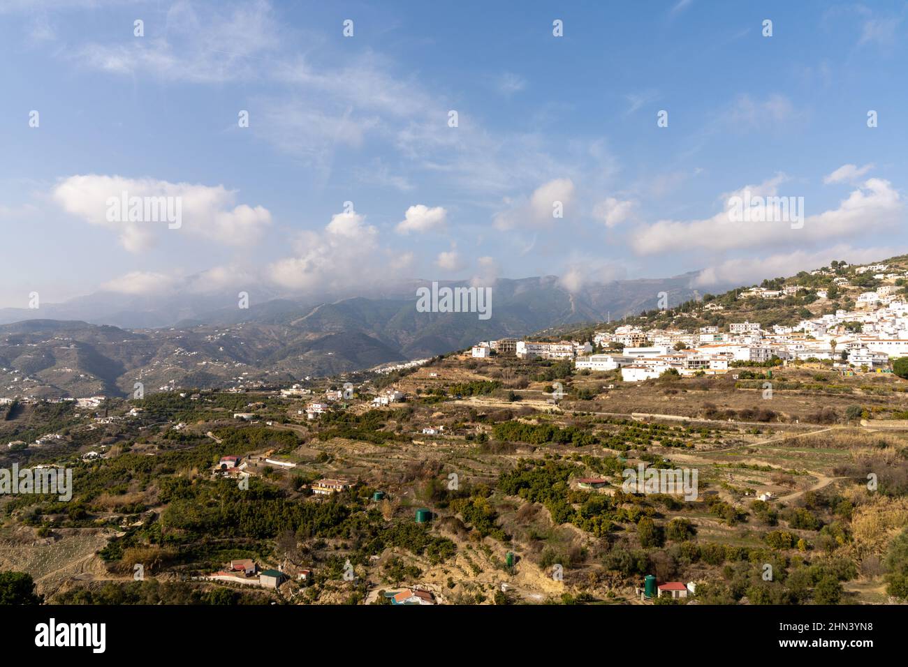 Competa, Spain - 13 February, 2022: whitewashed village in the hills ...
