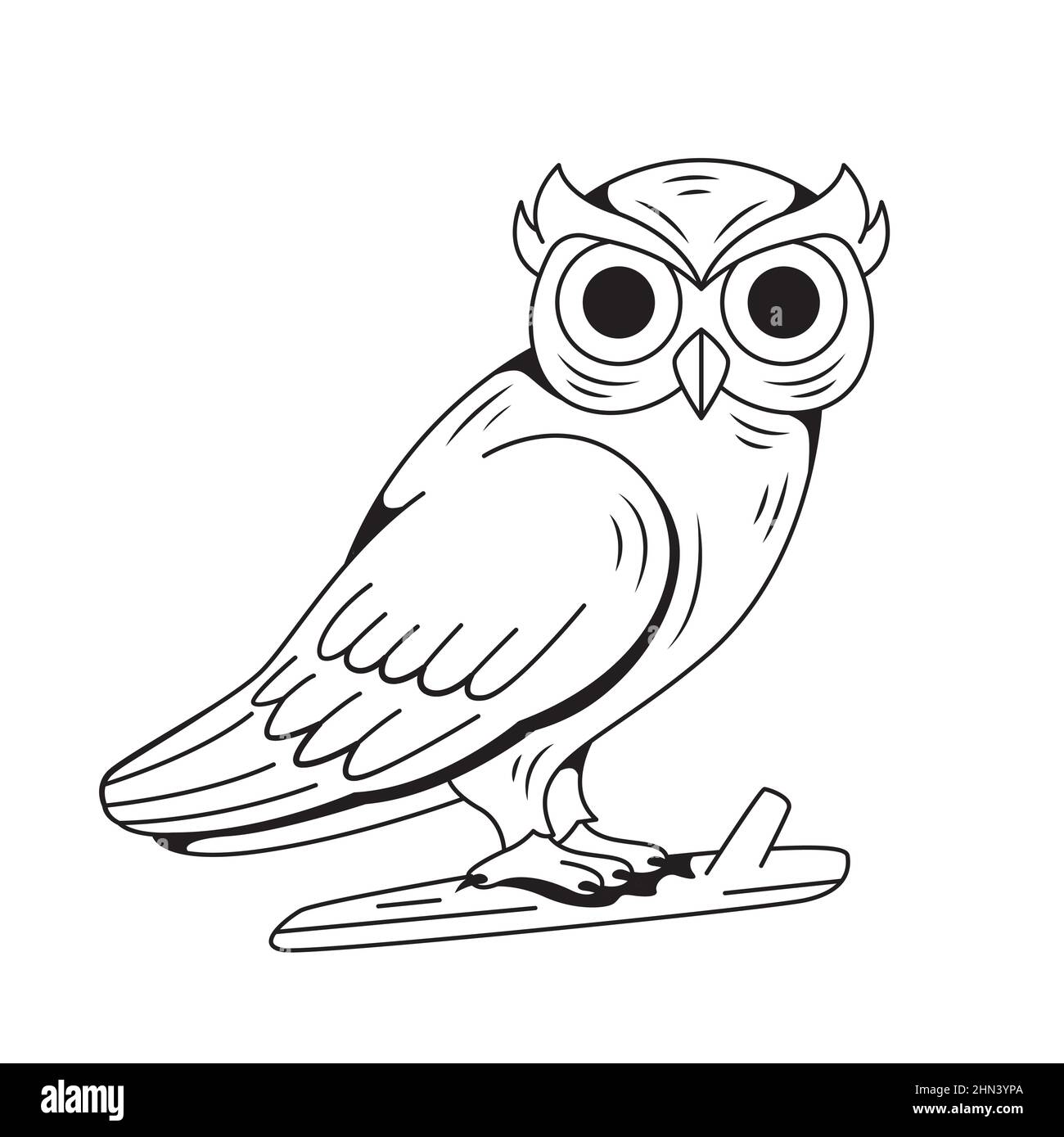 Hand drawn owl outline illustration Vector illustration. Stock Vector