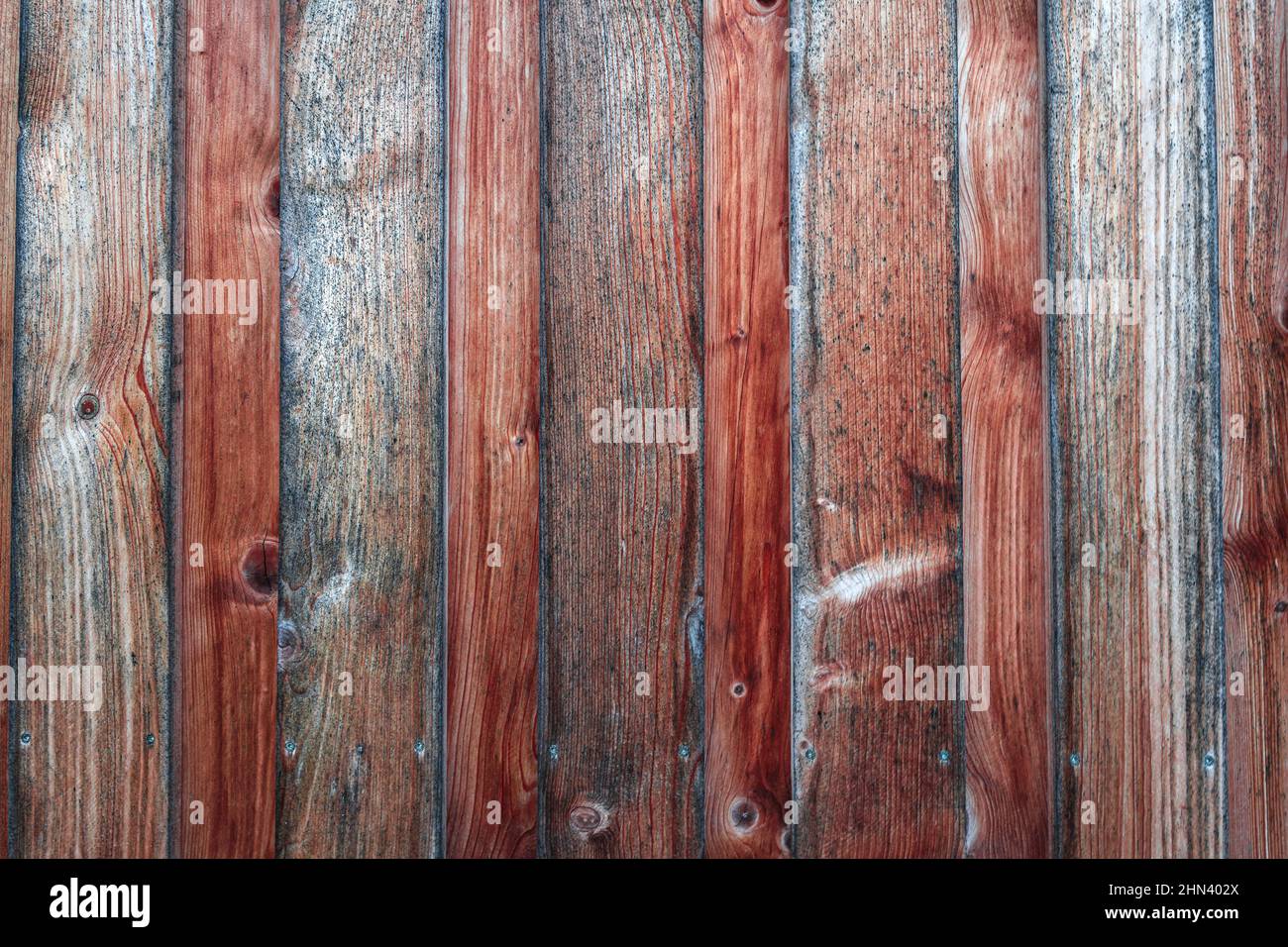 Wooden boards with wood texture for background. Dark reddish plank wall
