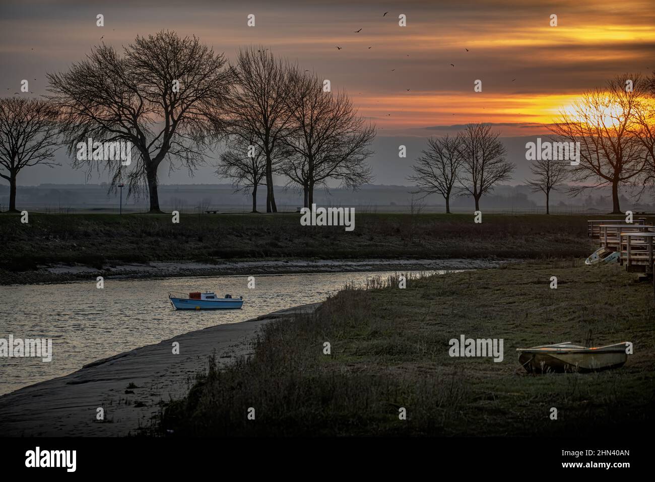 Matin ensoleillé dans la baie de Somme Stock Photo