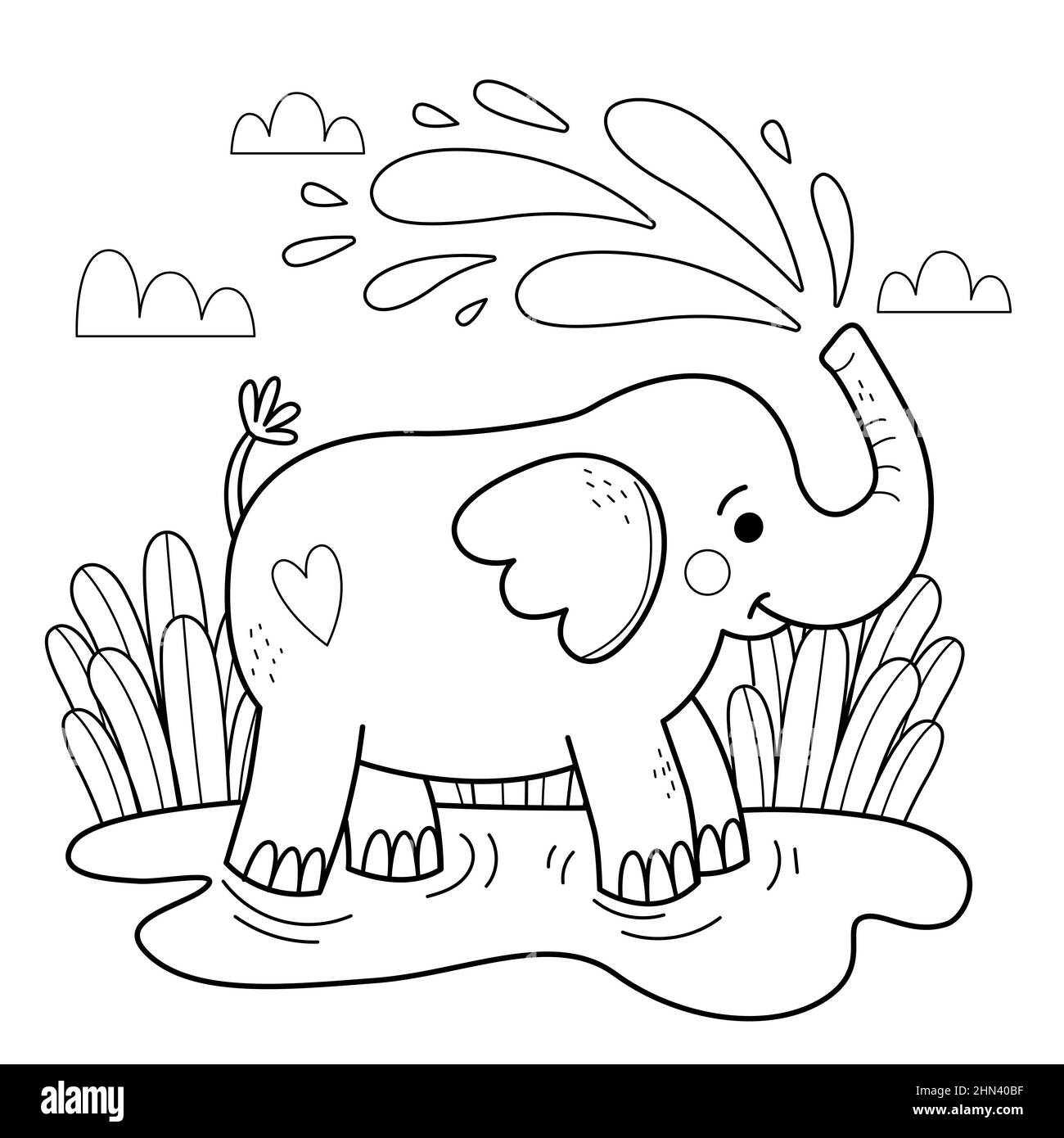 Hand drawn elephant outline illustration Vector illustration Stock ...