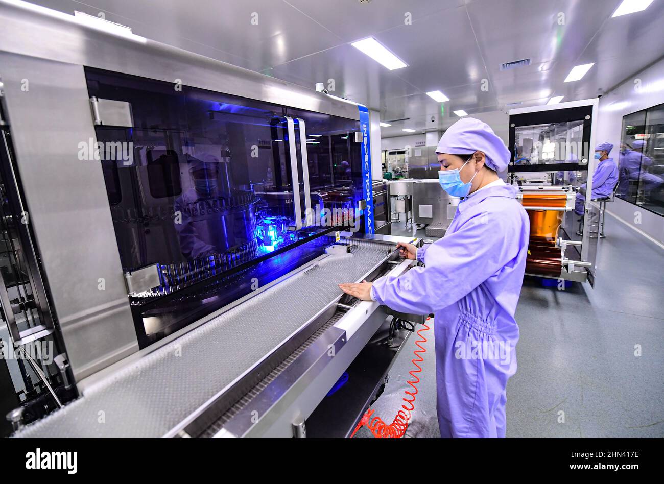 Shenyang, Shenyang, China. 14th Feb, 2022. On February 14, 2022, there was  a busy scene on the production line of Northeast Pharmaceutical Group Co.,  Ltd. in Shenyang, Liaoning Province. It is understood