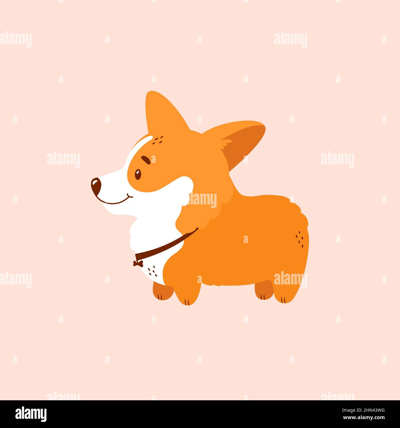 Welsh corgi puppy isolated on pink background. Cute dog character. Side view. Vector illustration. Stock Vector