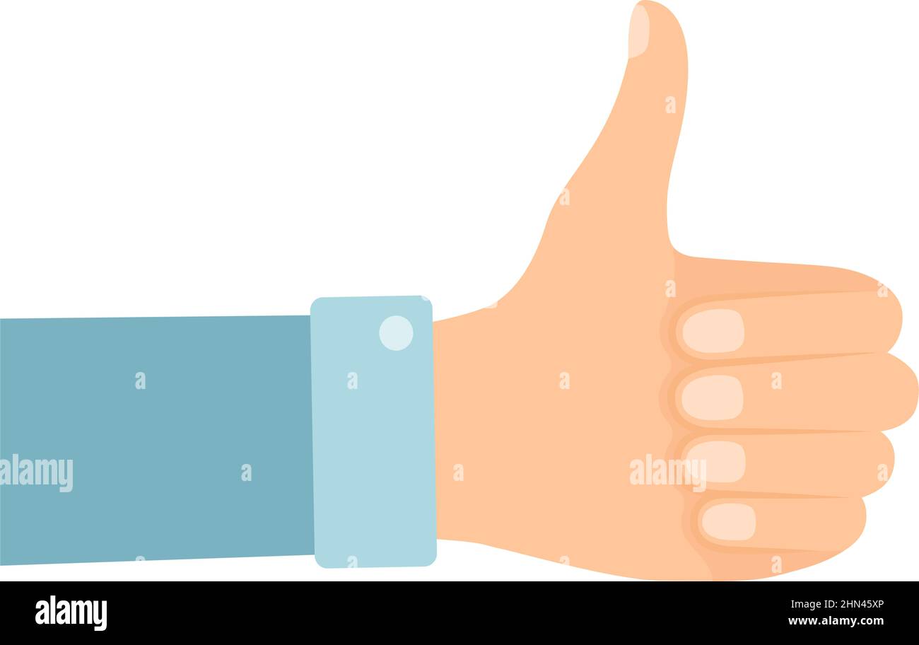 Hand with thumb up on white background, vector illustration Stock Vector