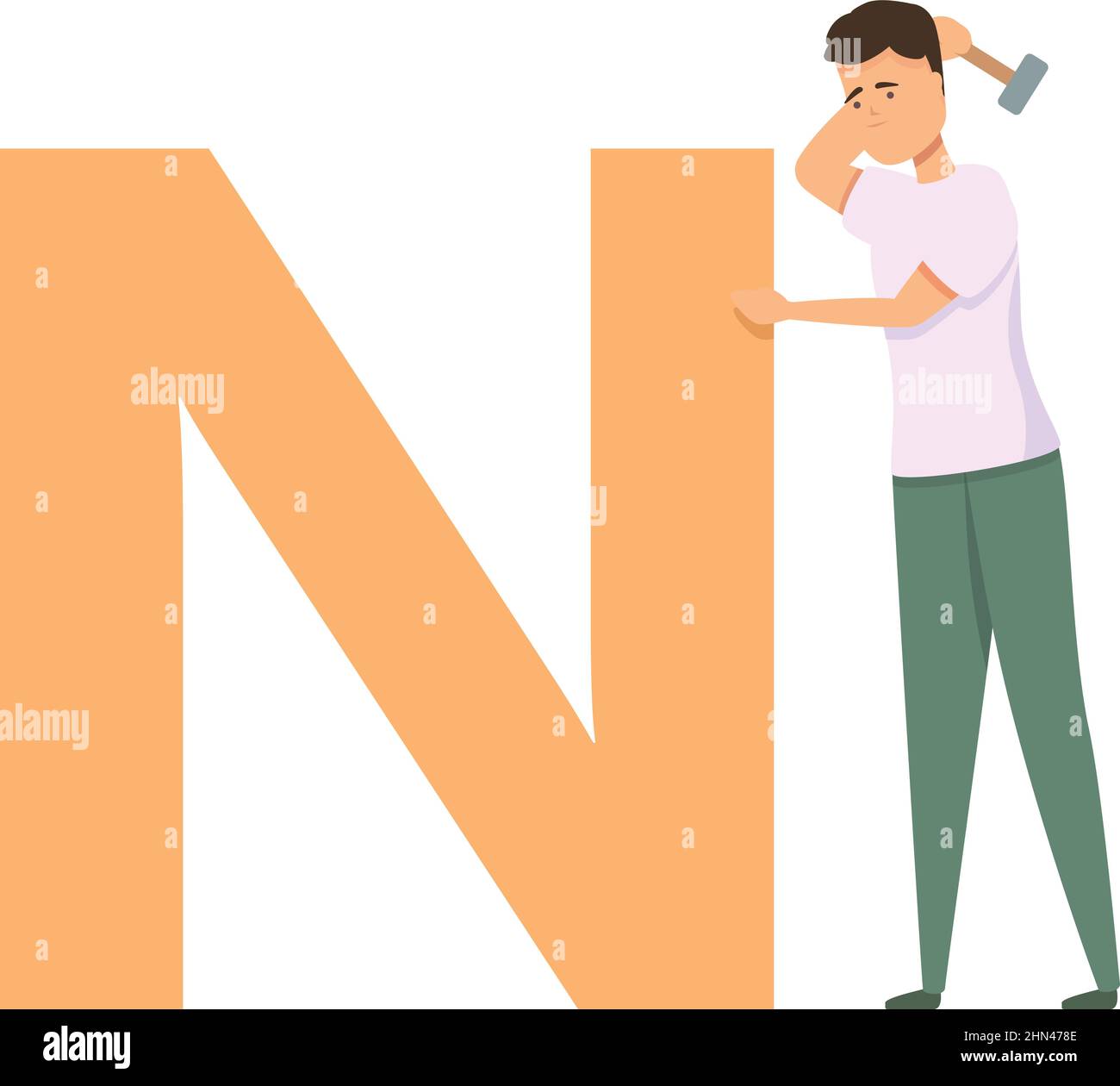 Brand n letter build icon cartoon vector. Word marketing. site