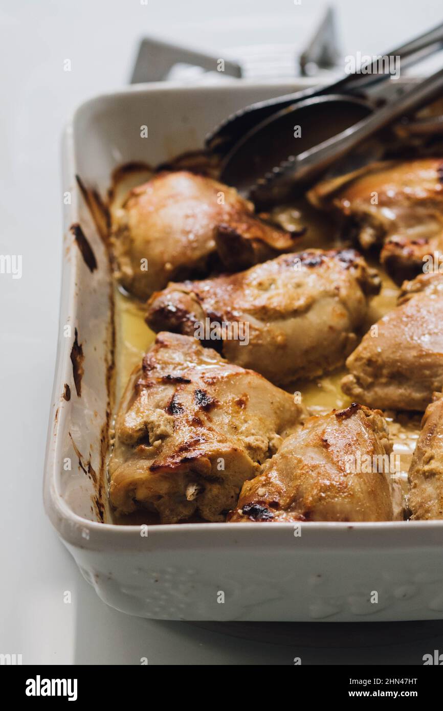 Homemade yogurt curry chicken thighs Stock Photo Alamy