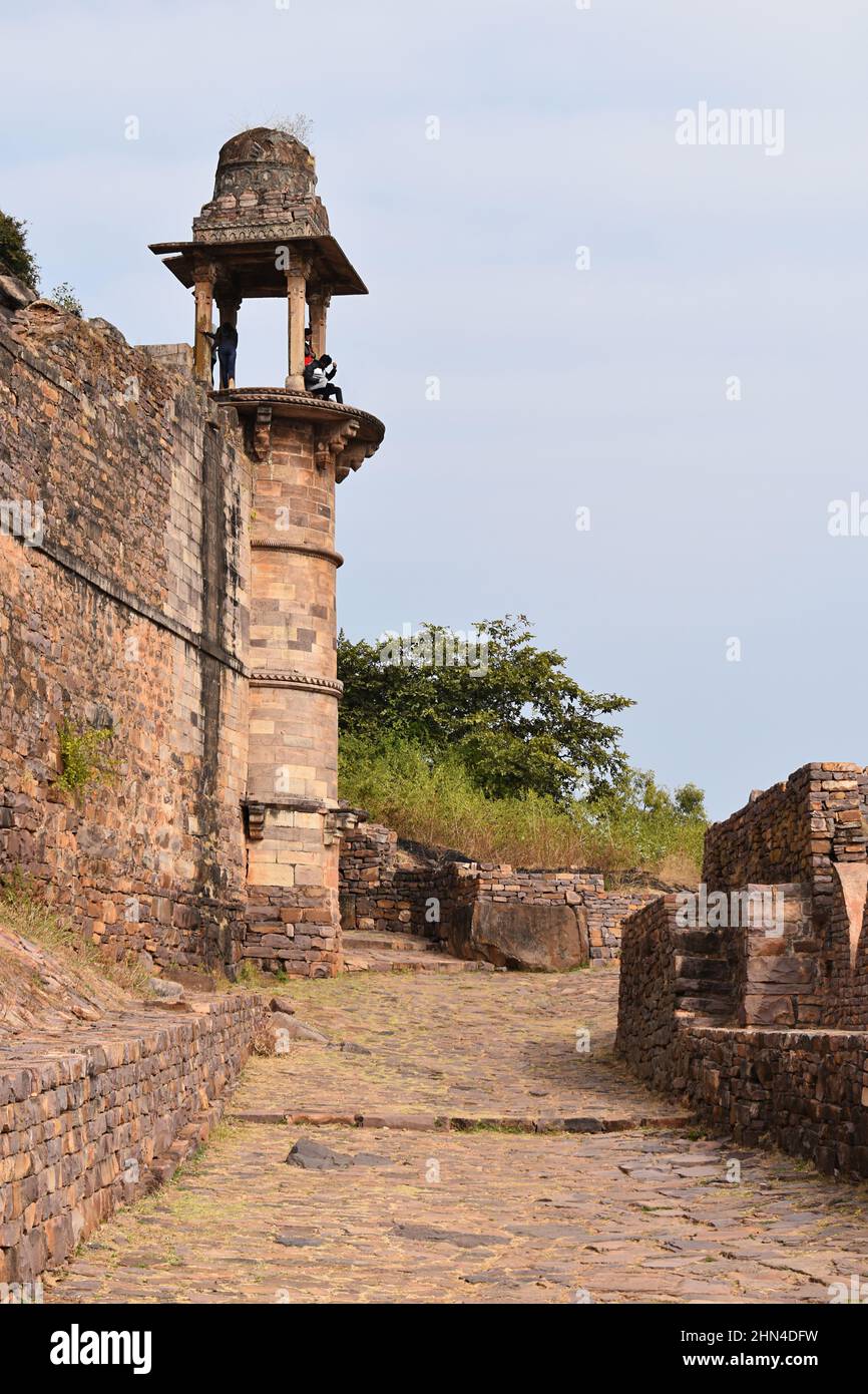 Side  view of Delhi Gate of Raisen Fort, Fortification wall, Fort was built-in 11th Century AD, Madhya Pradesh, India. Stock Photo