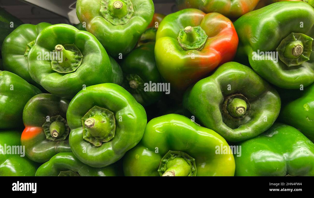 peppers exposed in the market Stock Photo