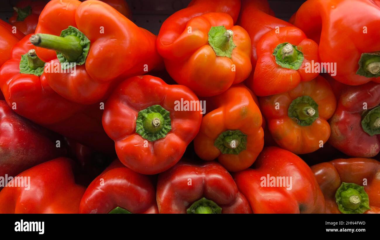 peppers exposed in the market Stock Photo