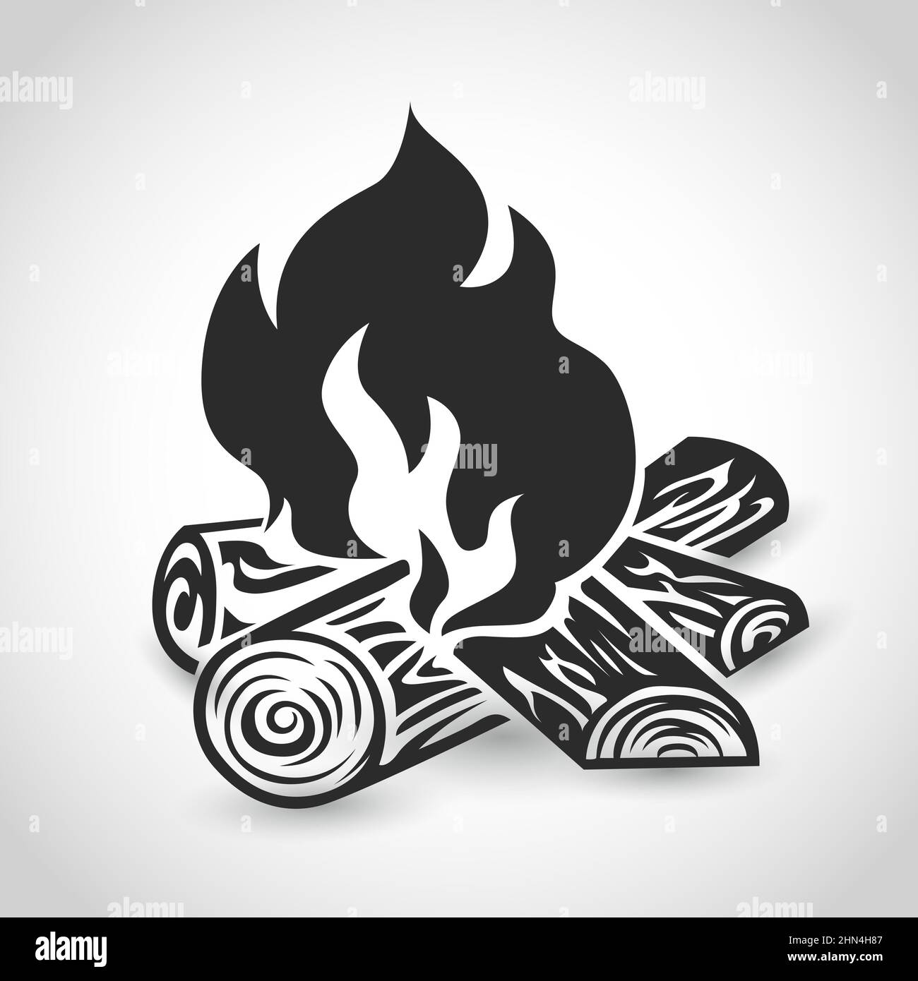 Campfire icon with logs isolated on white background Stock Vector