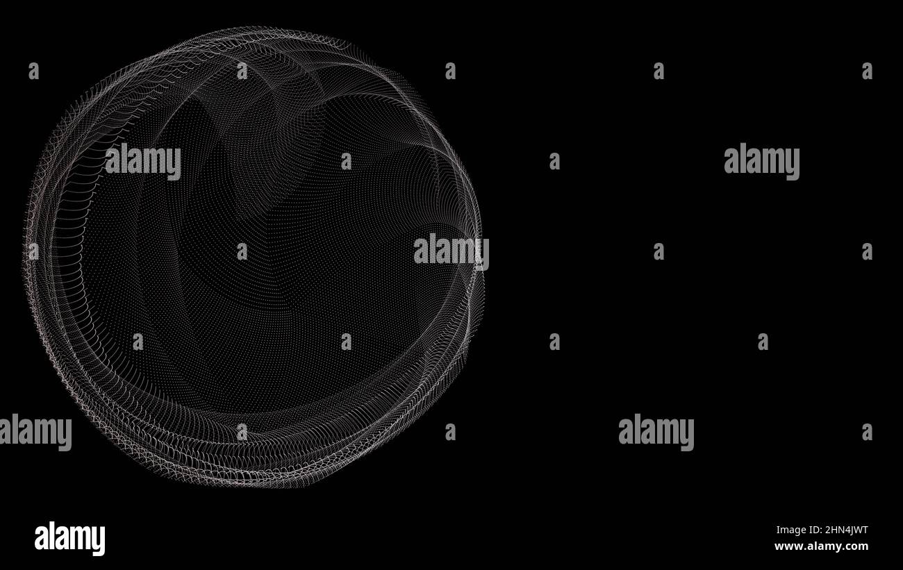 Abstract 3d illustration of an empty geometric object, wireframe dotted ...