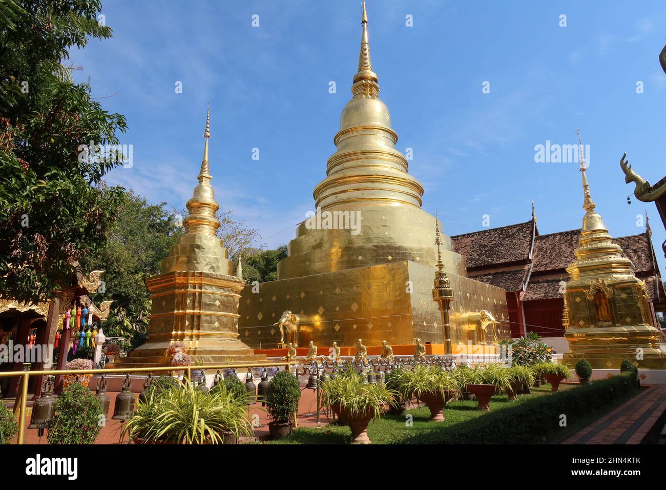 Golden stupa of Wat Phra Singh temple, Chiang Mai, Thailand. Stock Photo