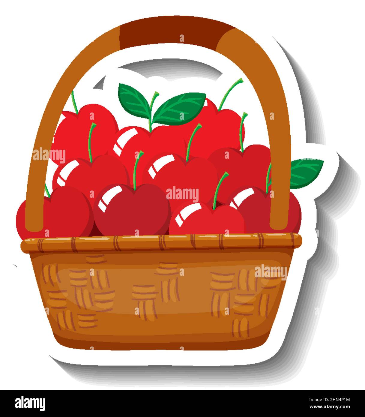 Red apples in a basket on white background illustration Stock Vector Image & Art Alamy