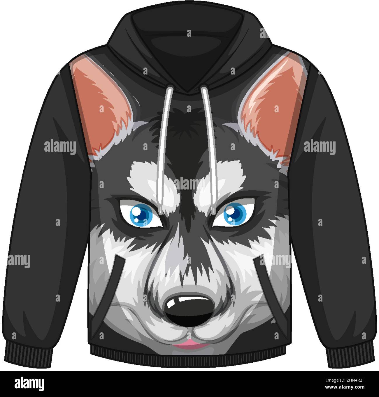 Front of hoodie sweater with siberian husky dog pattern illustration Stock Vector Image Art Alamy