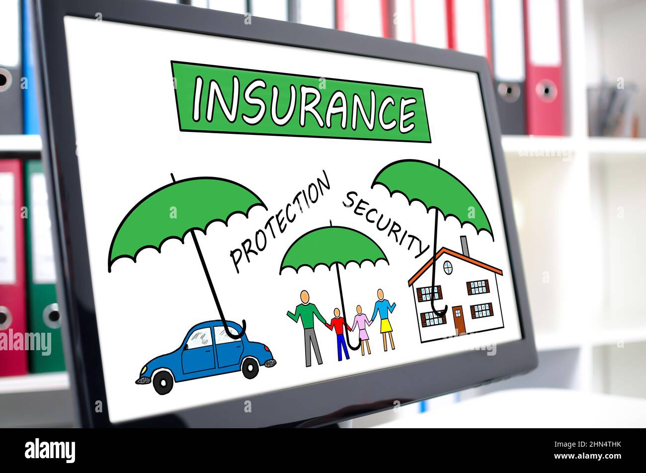 Open Computer Screen Insurance Insurance concept shown on a computer screen Stock Photo - Alamy