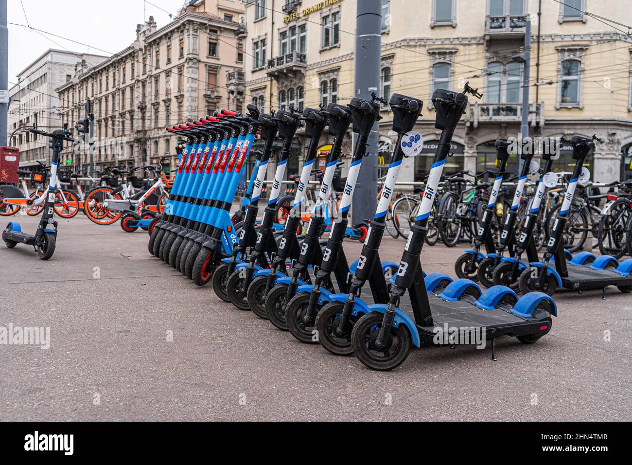 14 February 2022. Padua Italy. BIT and Dott electric scooters for hire