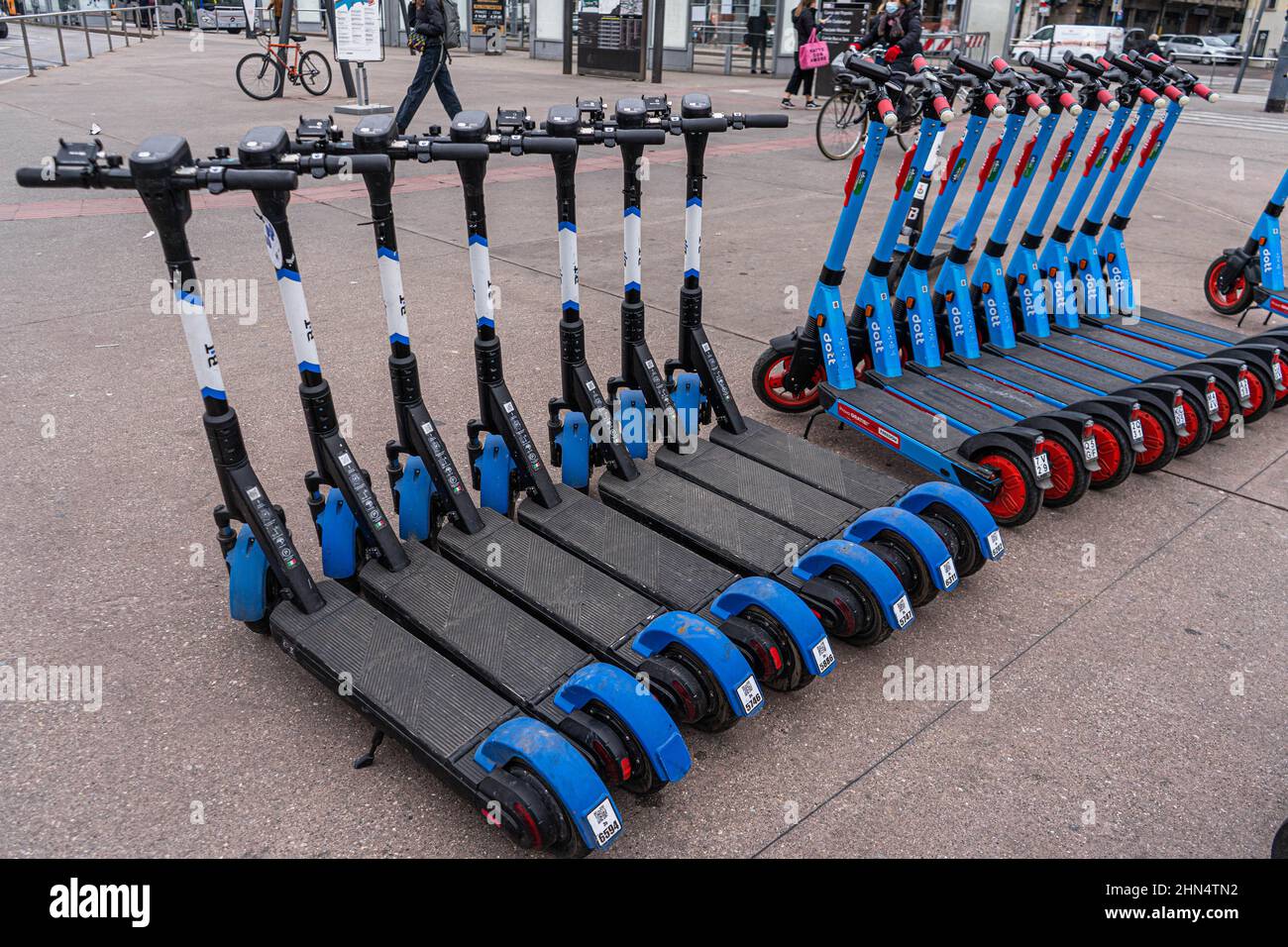 14 February 2022. Padua Italy. BIT and Dott electric scooters for hire