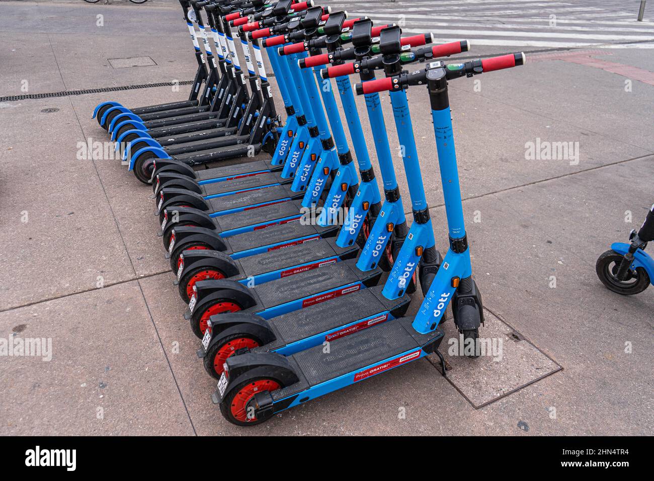 14 February 2022. Padua Italy. BIT and Dott electric scooters for hire
