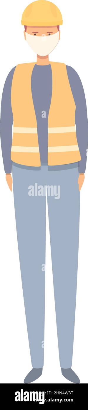 Constructor in mask icon cartoon vector. Medical safety. Prevention ...