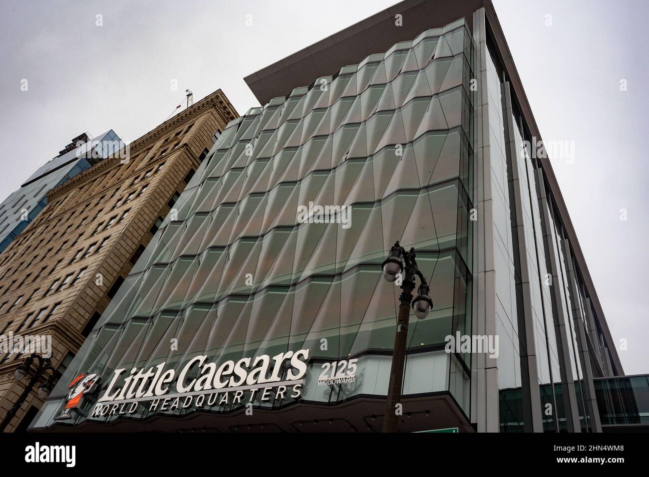 Detroit, Michigan, USA. 7th Feb, 2022. Little Caesars World Headquarters seen in downtown Detroit. (Credit Image: © Stephen Zenner/SOPA Images via ZUMA Press Wire) Stock Photo