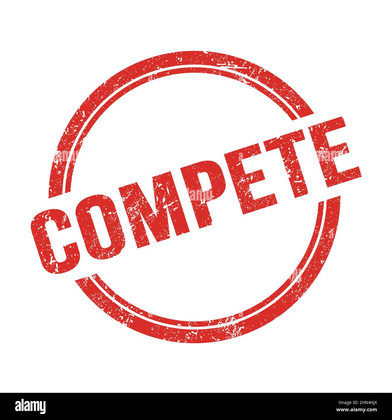 COMPETE, word written on red round stamp Stock Photo - Alamy