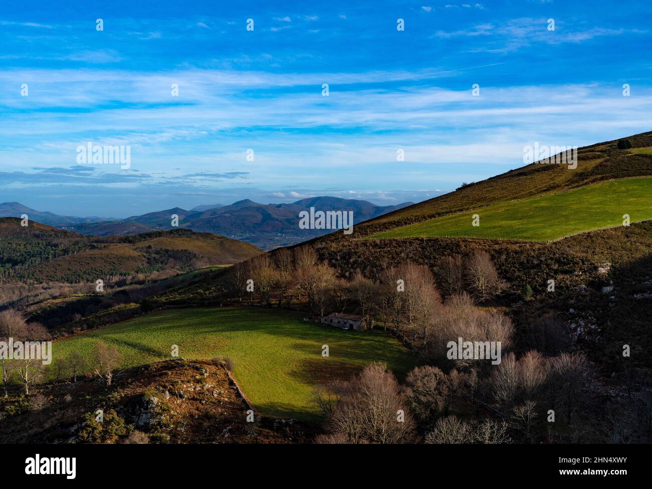 View from La Rhune, Ascain, Pays Basque, France Stock Photo