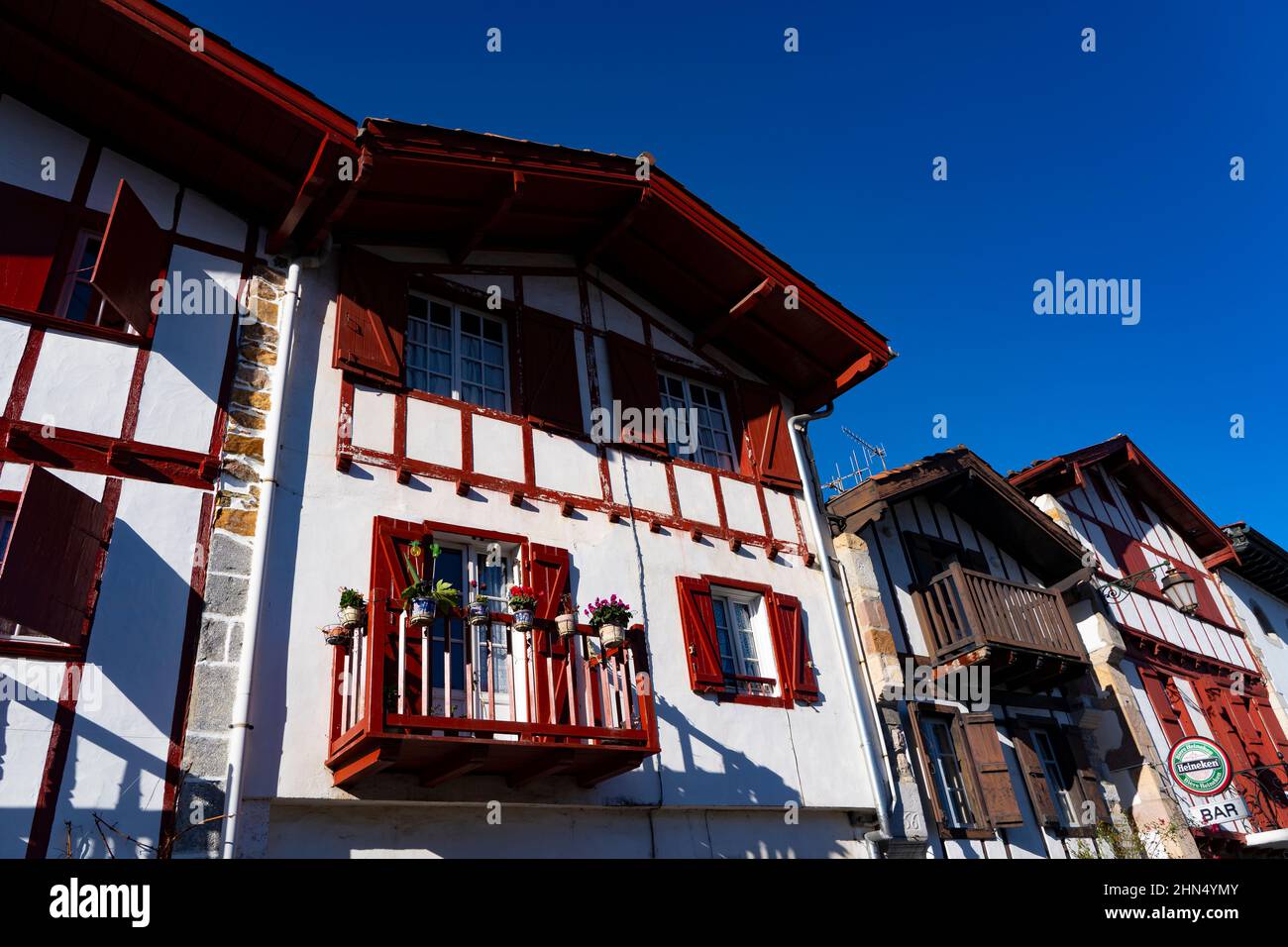 The town of Ainhoa, Pays Basque, France Stock Photo