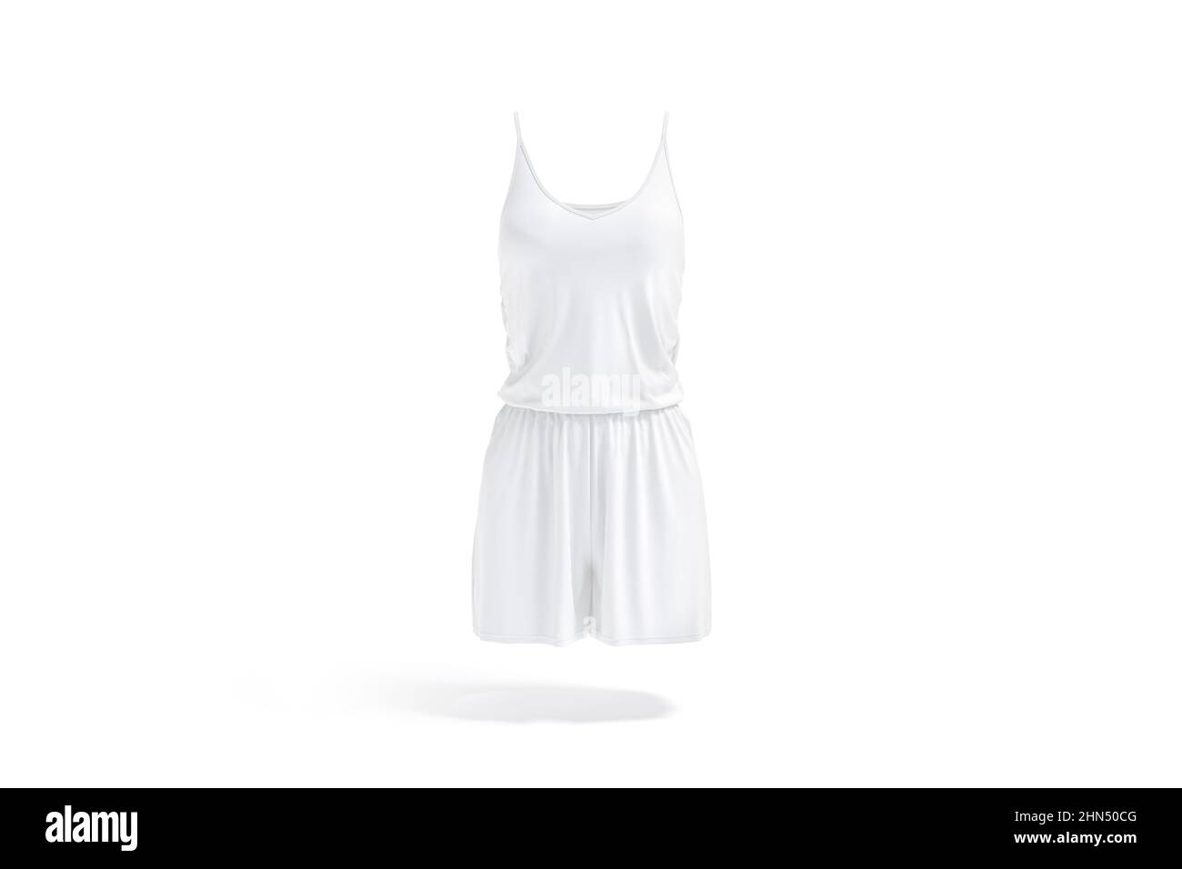 Blank white women romper mockup, front view Stock Photo