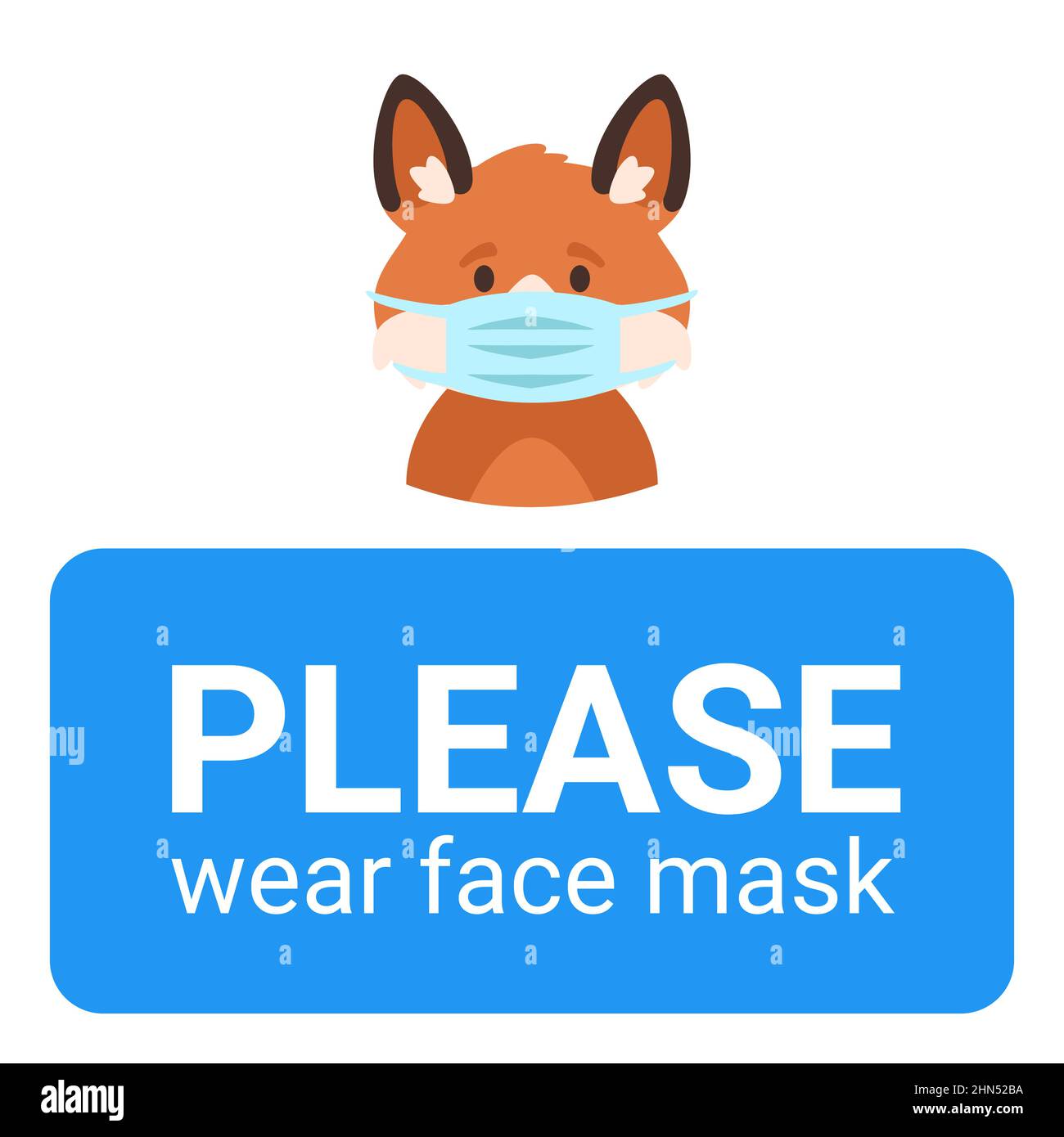cartoon style fox wearing a face mask Stock Vector