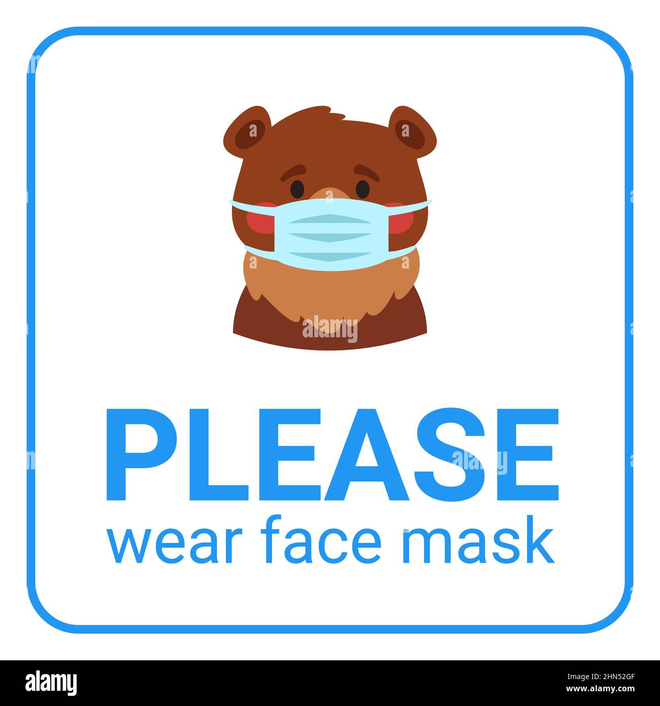 cartoon style teddy bear wearing face mask Stock Vector