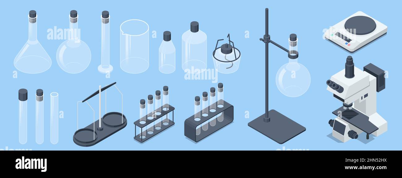 Isometric Analysis Lab, Chemical Laboratory Science. Lab chemical tubes ...