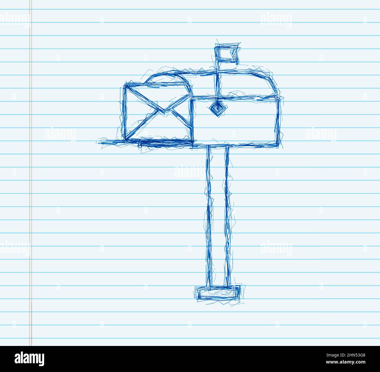 Mail box. Envelope with a newsletter concept. sketch style. Vector illustration Stock Vector