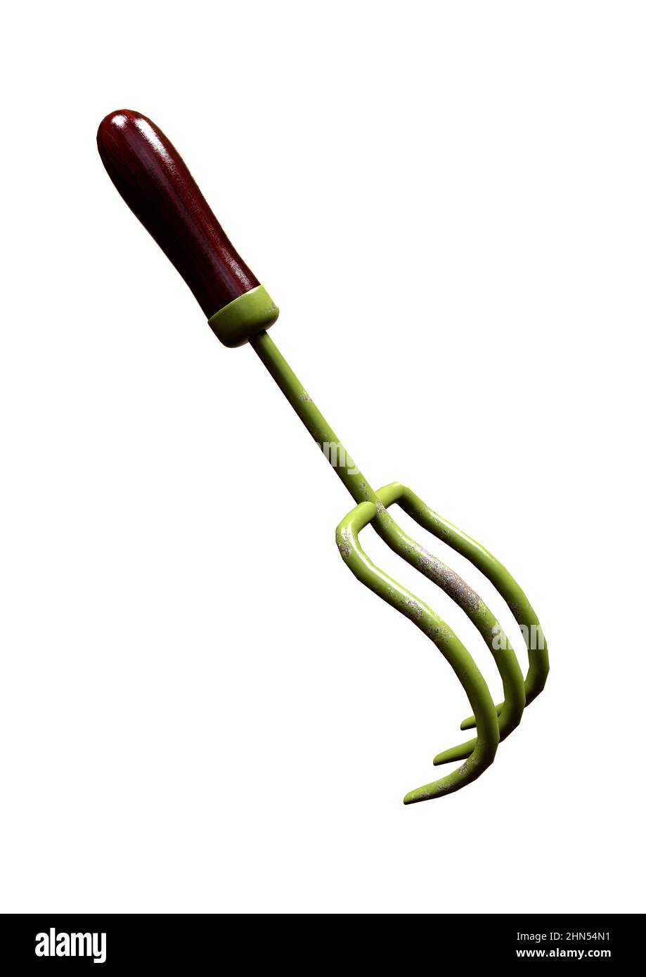 3D rendering of a small rake isolated on white background Stock Photo