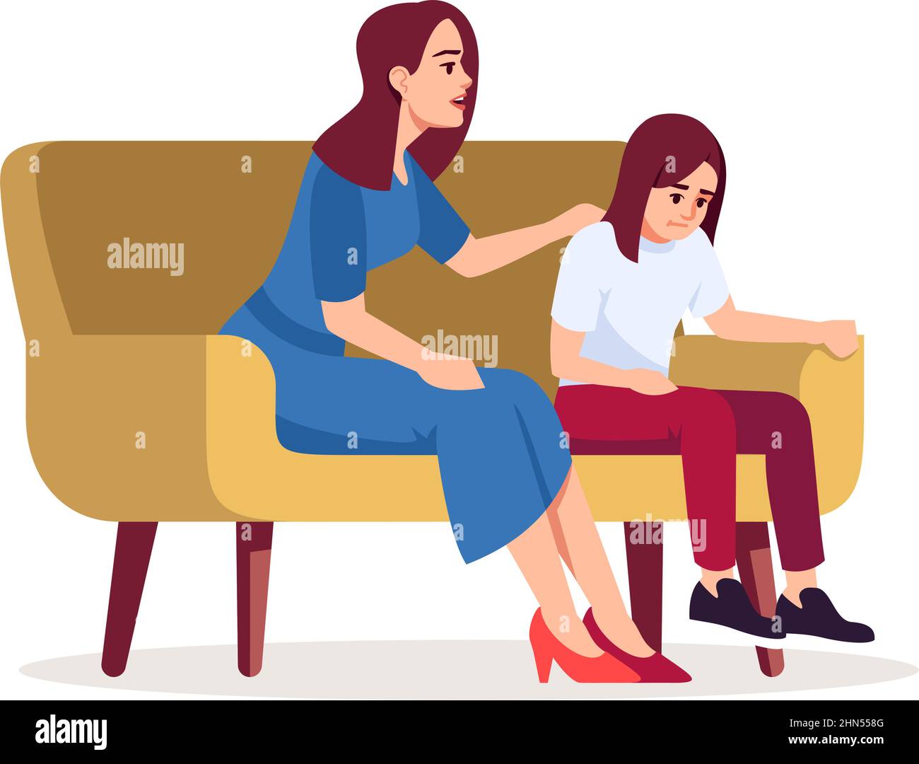 Mother daughter talking sofa Stock Vector Images - Alamy