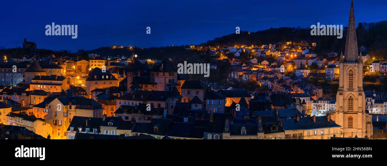 A night panorama of Tulle, Corrèze, France Stock Photo