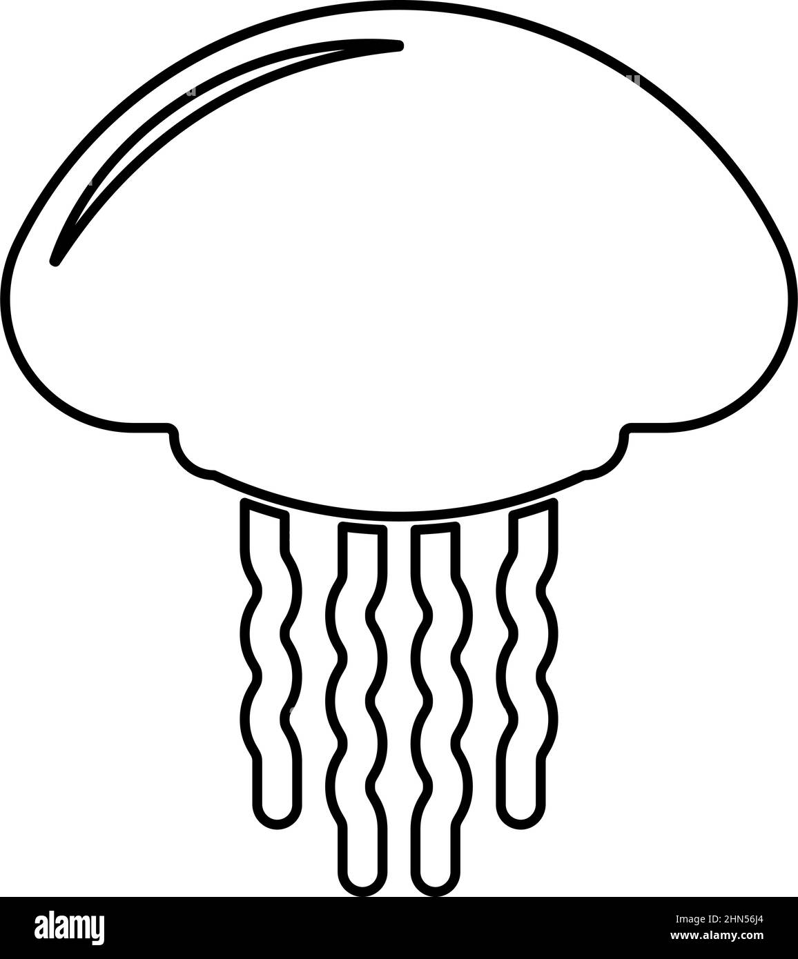 Jellyfish contour outline line icon black color vector illustration