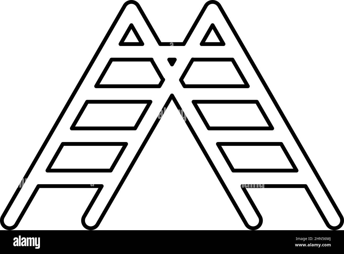 stairs contour outline line icon black color vector illustration image ...