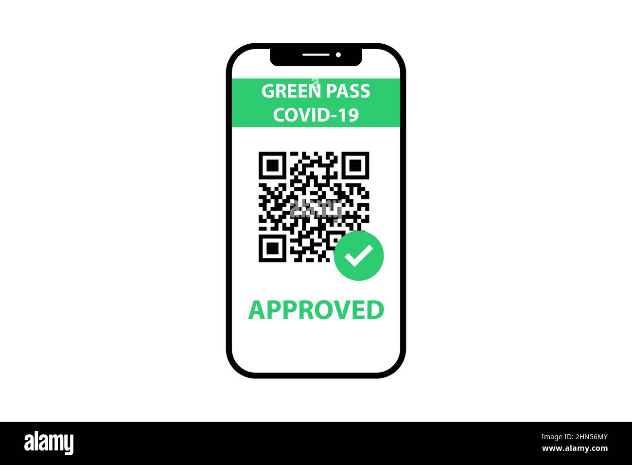 Green pass covid-19 approved with qr code Stock Vector